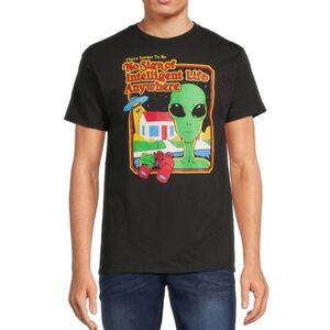 Men's Size S (34-36) No Intelligent Life Alien Short Sleeve Graphic Tee Black